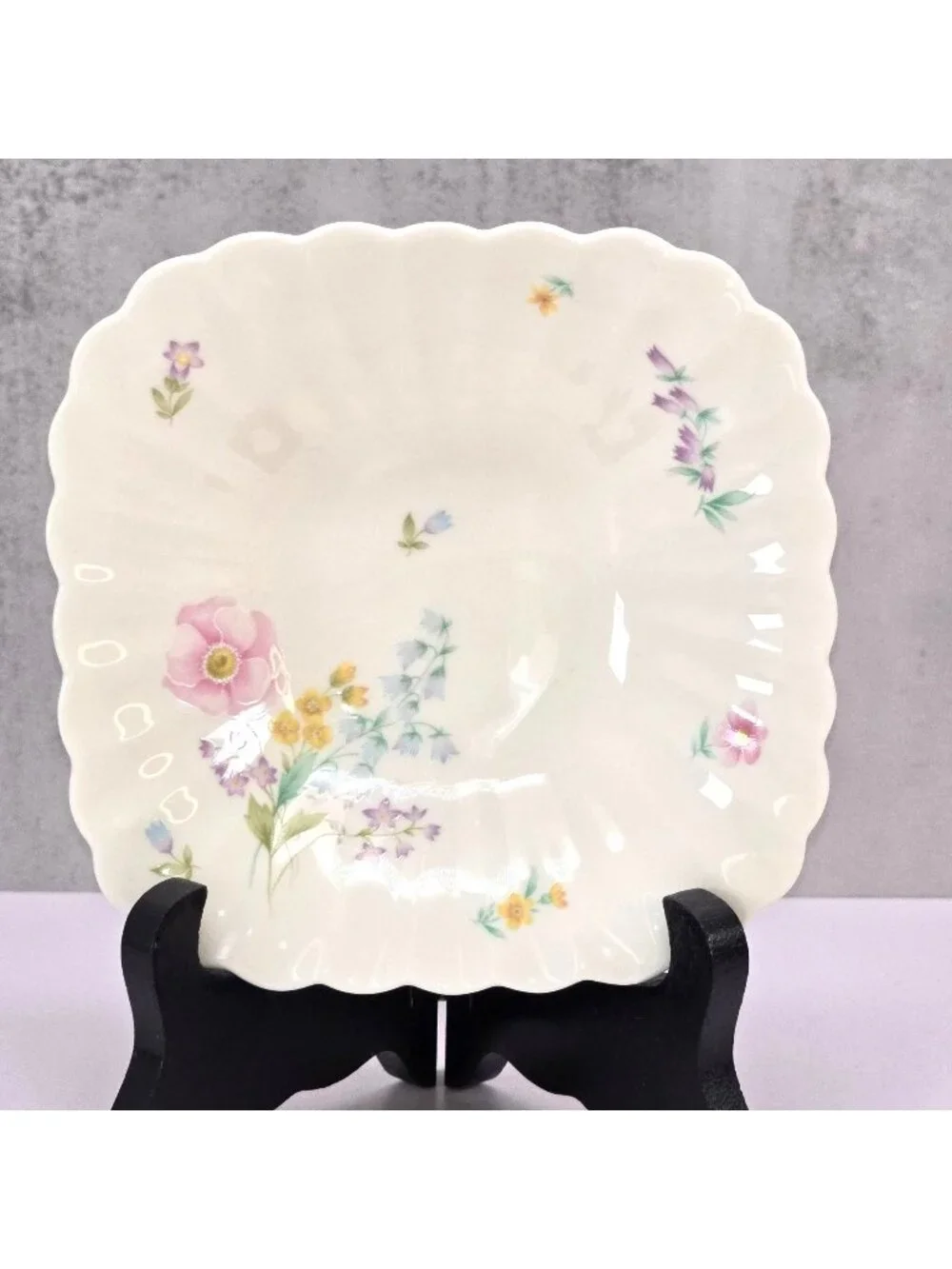 Mikasa Gentle Breeze Square Bowl Floral Design Japan Candy Dish 5